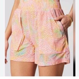 FABLETIC CLASSIC Coral Leopard Ultra High-Waisted  Piped Nylon Shorts